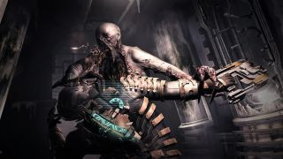 Dead Space 2 screenshot of the protagonist being attacked by a necromorph