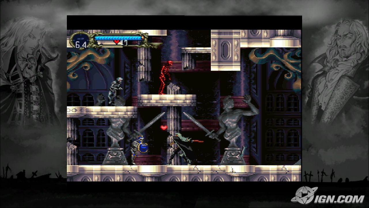 A character fighting skeletons in a platformer castle