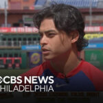 Jesus Luzardo wearing glasses while pitching for the Phillies
