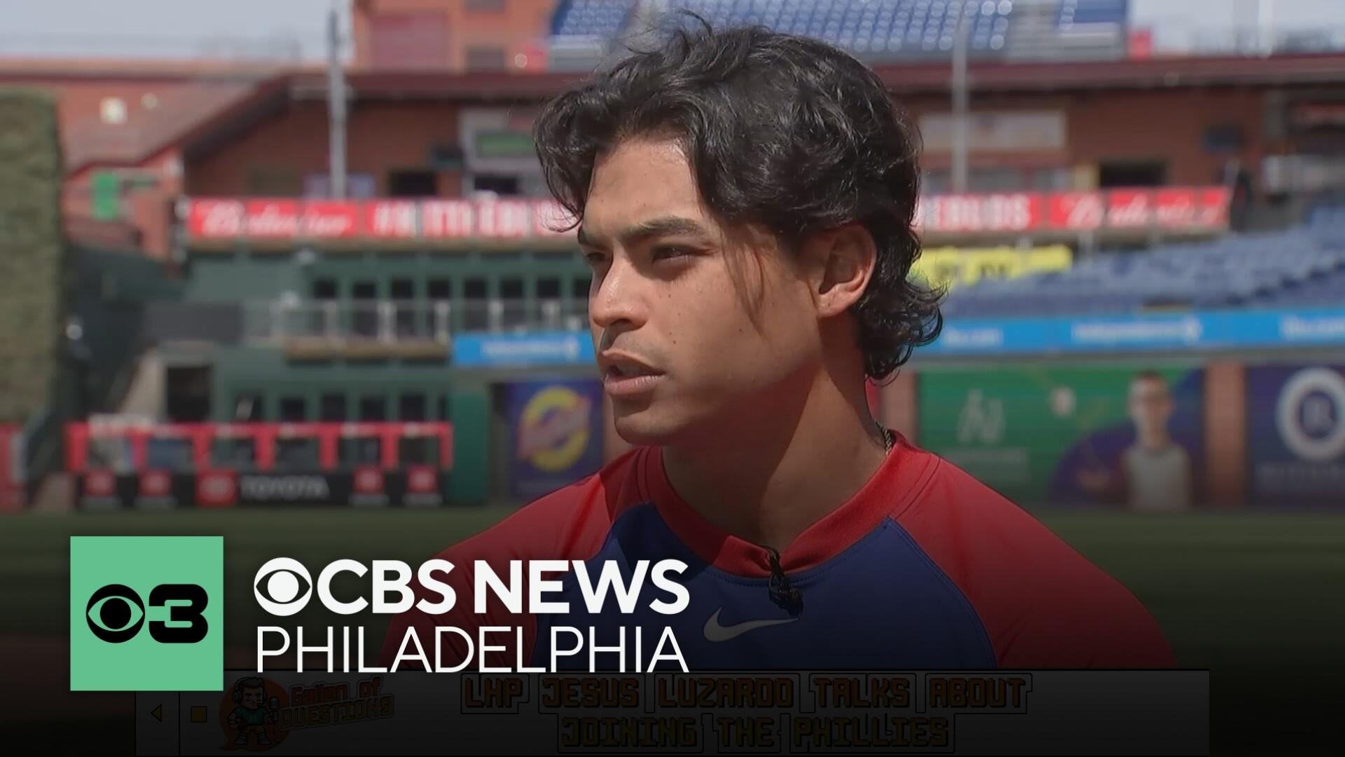 Jesus Luzardo wearing glasses while pitching for the Phillies