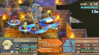 A screenshot of a party in a dungeon during Jeanne d