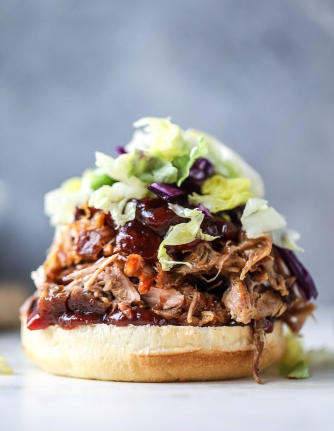 Pulled pork sandwiches with cherry chipotle BBQ sauce