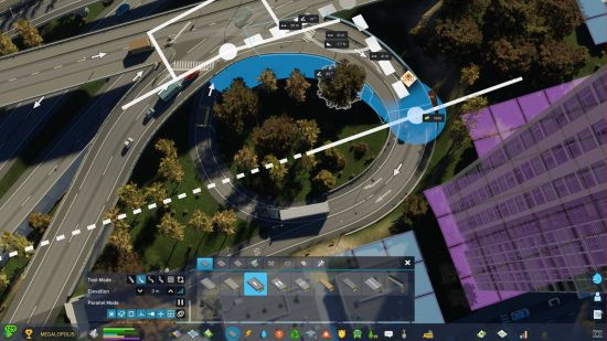 Cities Skylines 2 management screen of building a road