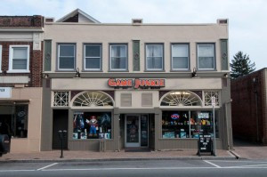 The Classic Game Junkie store front featuring a sign that says Classic Game Junkie