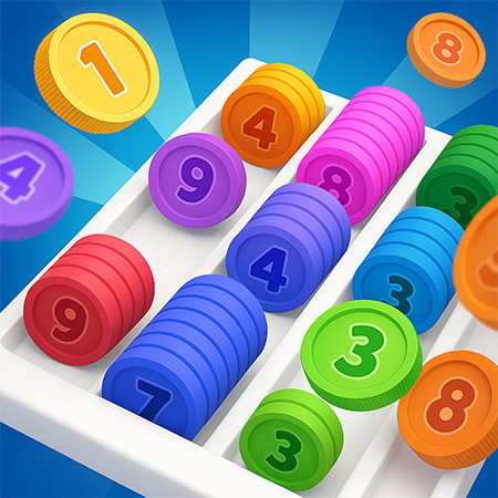 Coin Sort Game Alternative Text: A simple yet addictive puzzle game where players sort coins into their respective containers, testing organizational skills and attention to detail.