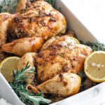 garlic herb roasted game hen with fresh herbs