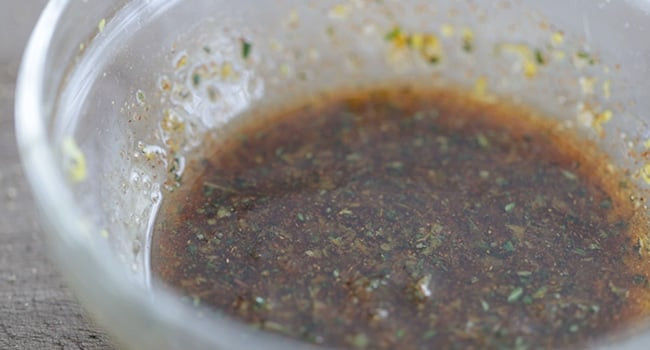 Oil and herbs in a bowl