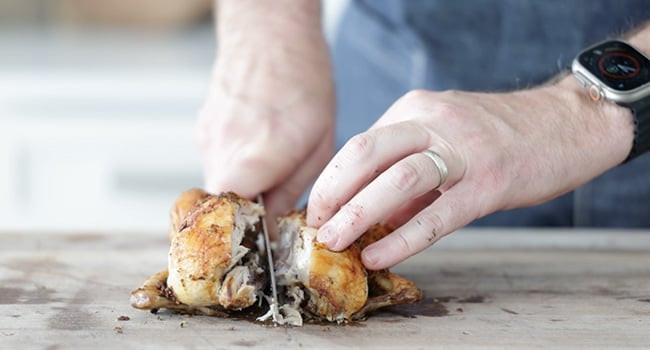 Slicing Cornish Hens