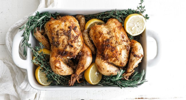 Roasted Cornish Hens with Lemons