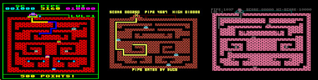 Diamond Mine screens, left to right: Acorn BBC Micro, Atari 8-bit, Commodore 16