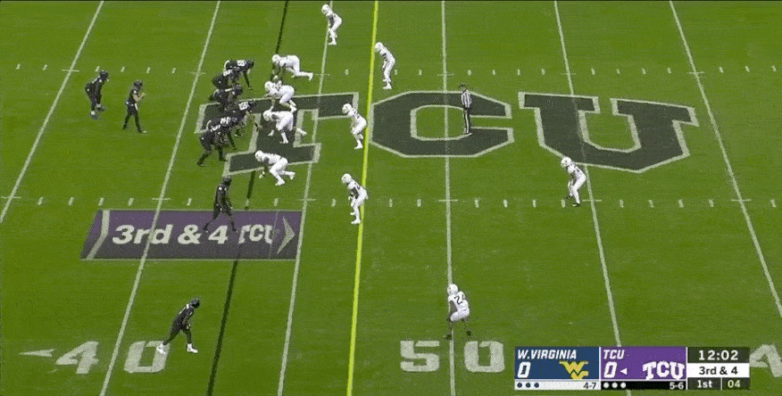Max Duggan picked off throwing double slants.