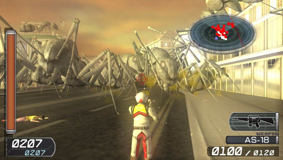 Giant ants attacking in Earth Defense Force 2