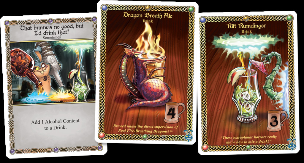 Cards for release of our 50th character, Evil Pooky with drinks