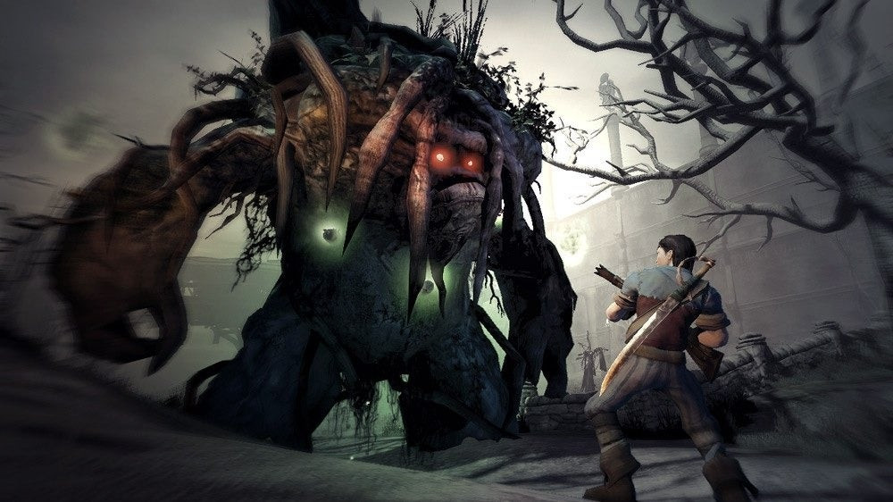 Fable dog companion sniffing treasure in the game world