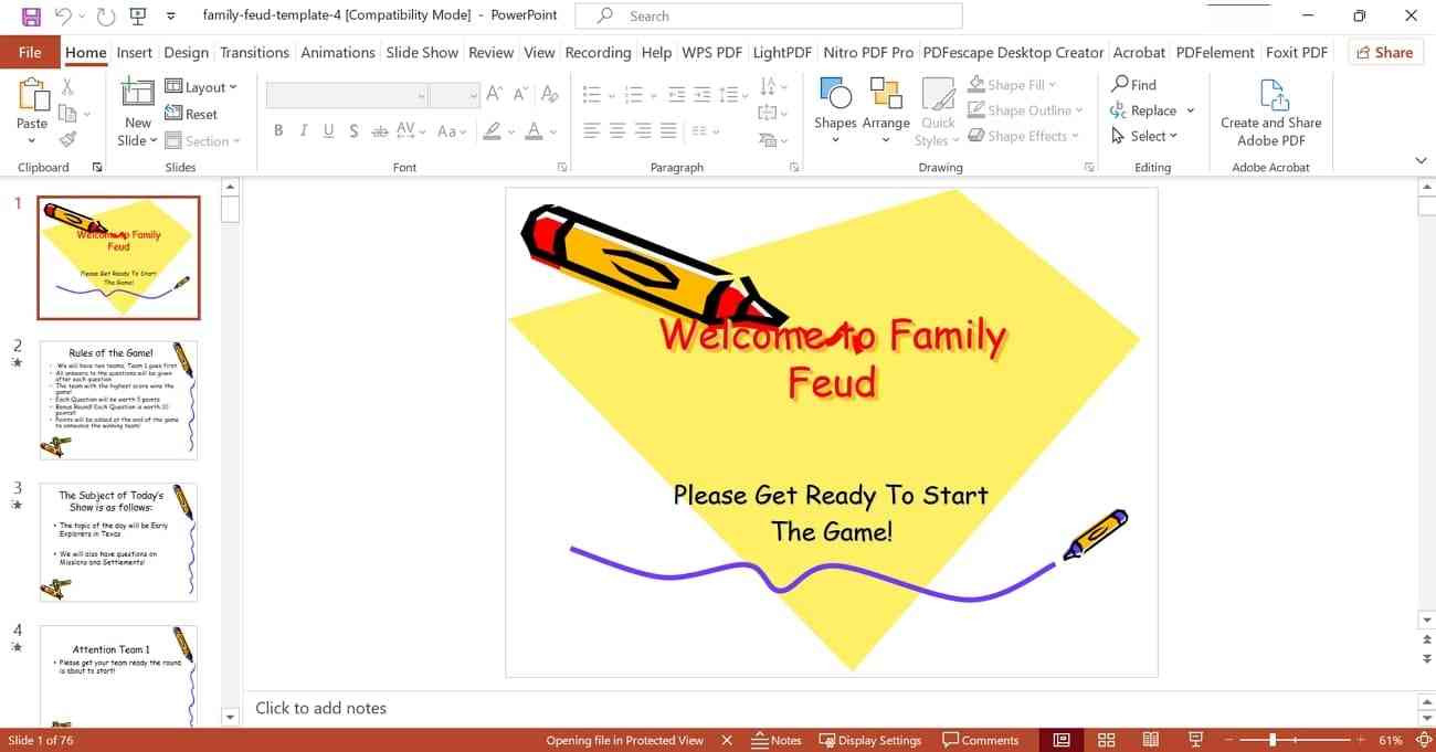 Family Feud Stationary Template