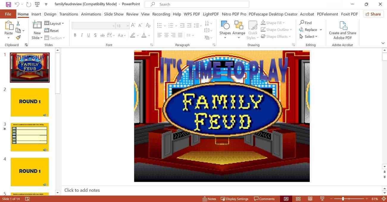 Yellow Themed Family Feud Template