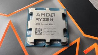 A close-up photo of an AMD Ryzen 7 9700X processor