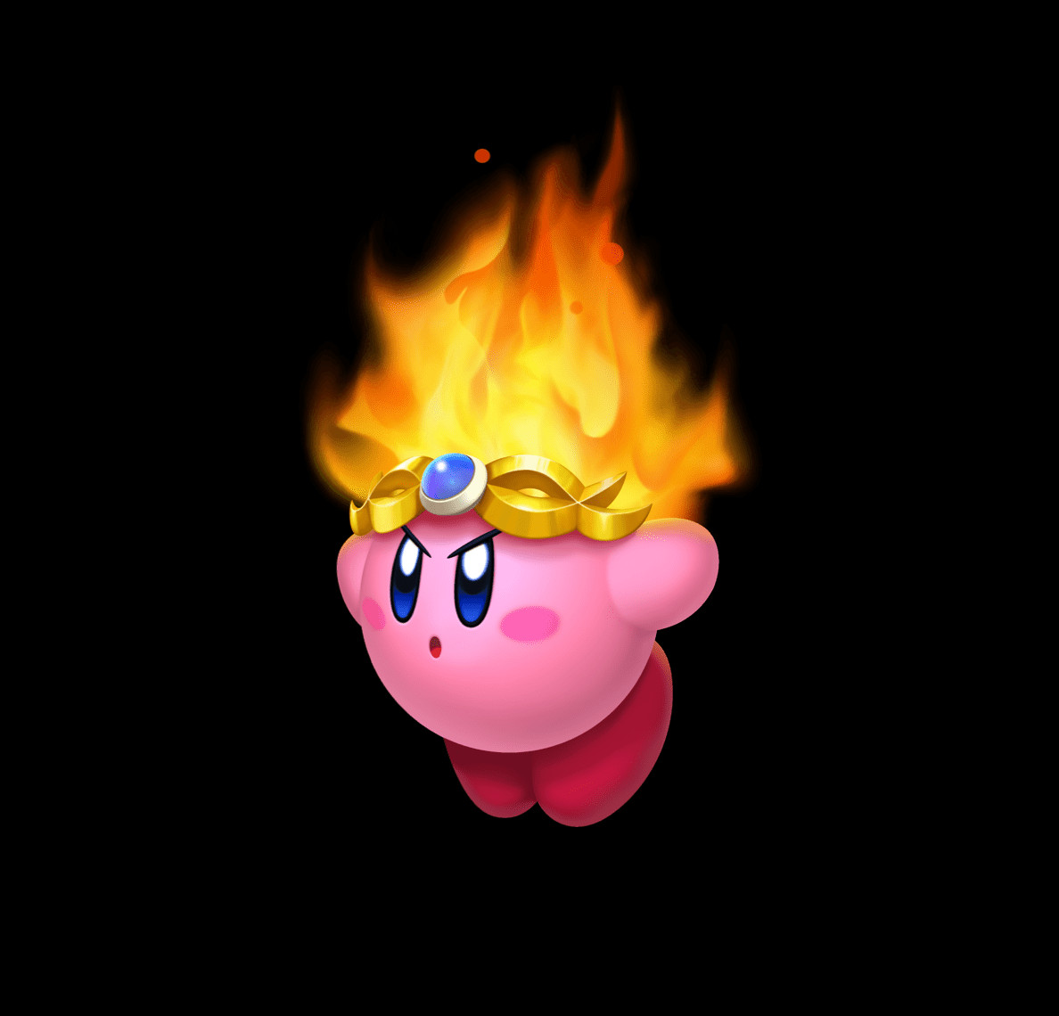 Kirby using the Fire ability to light fuses and burn obstacles