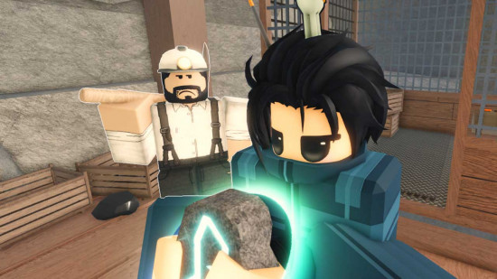 Fisch Enchants Keepers Altar NPC Alt Text: A Roblox character interacting with an NPC at the Keepers Altar to enchant a fishing rod in the game Fisch