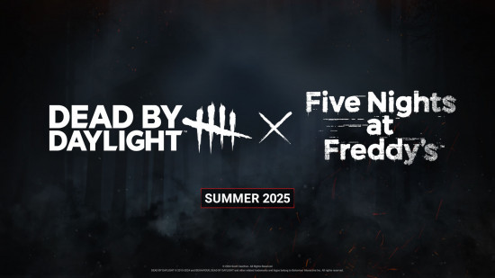 FNAF games - an image taken from the FNAF x Dead By Daylight crossover announcement, showing the two game logos over a dark background