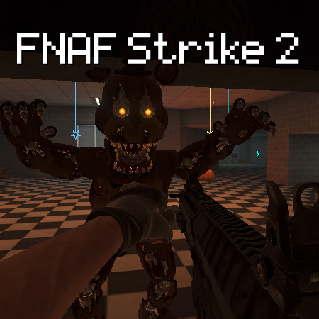 FNAF Strike 2 Game Alternative Text: An intense survival horror game where players defend against animatronic creatures in a spooky setting, combining strategy and quick reflexes.