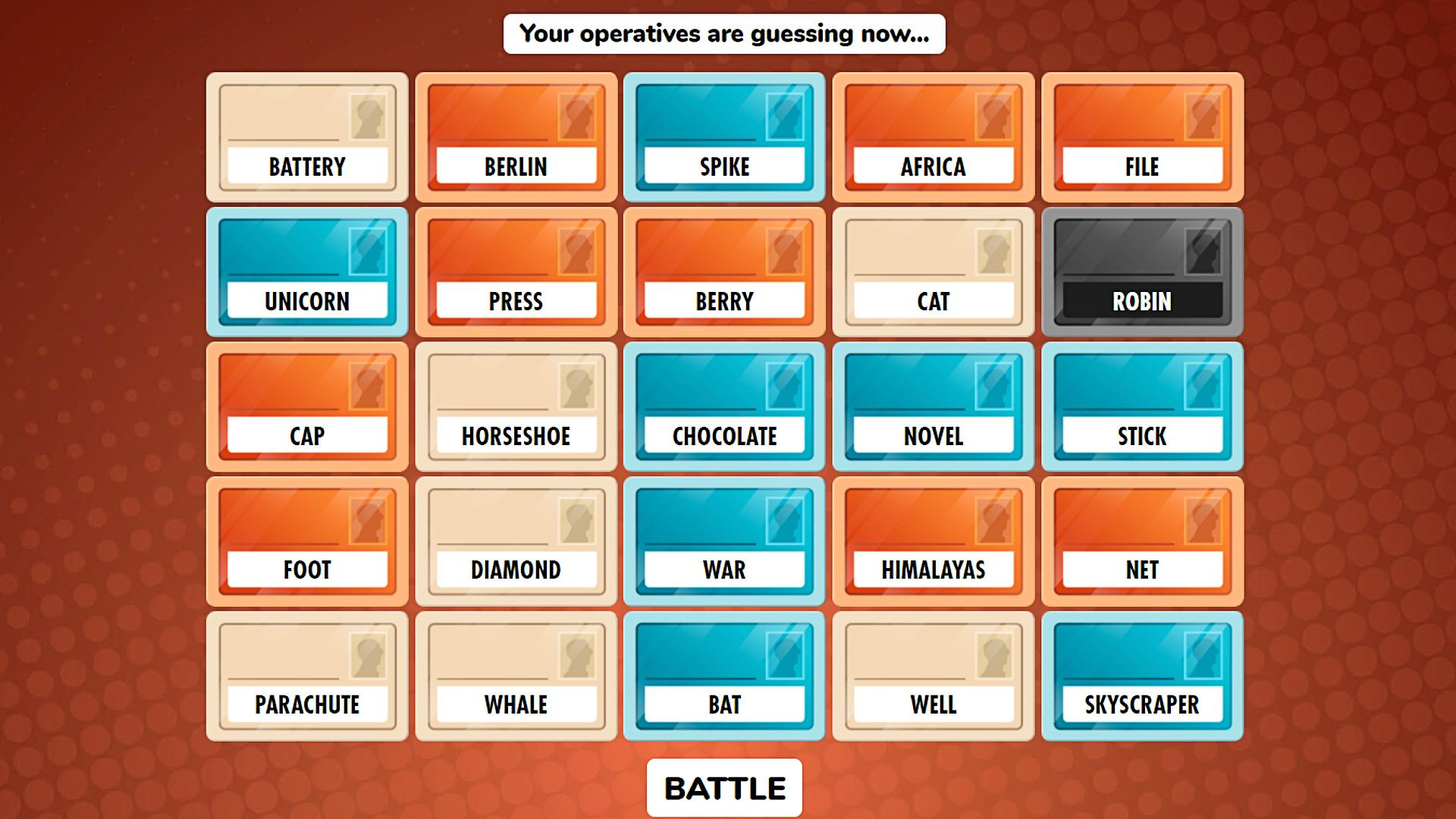 Online games Codenames Image shows a selection of cards with different words on them