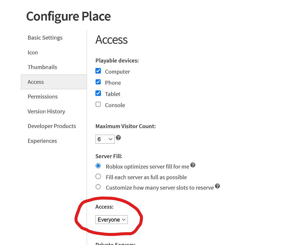 Setting Access to Friends Only