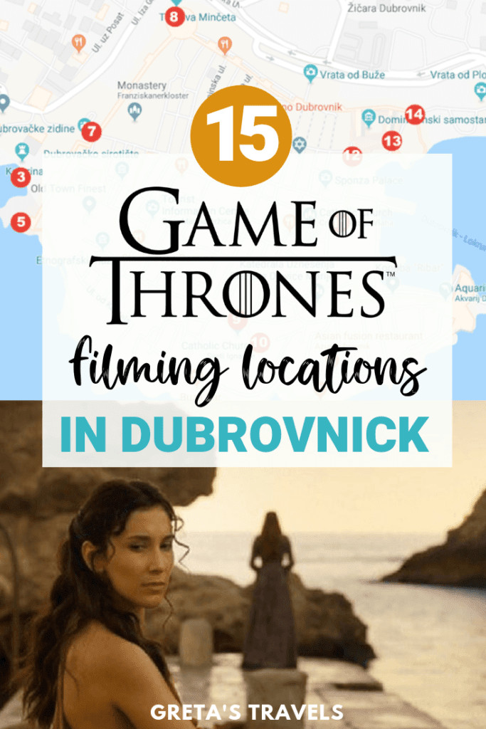 Collage of a map of Dubrovnik and a scene from Game of Thrones with text overlay saying 