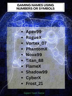 Gaming Names Using Numbers or Symbols for a Unique Edge
