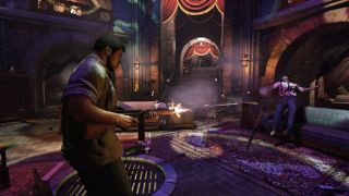 Joe Barbaro shooting a gun in a nightclub during the game Mafia 3