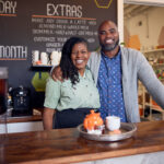 Tea shop owners at the counter