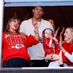 Taylor Swift cheering during the Chiefs vs. Chargers game