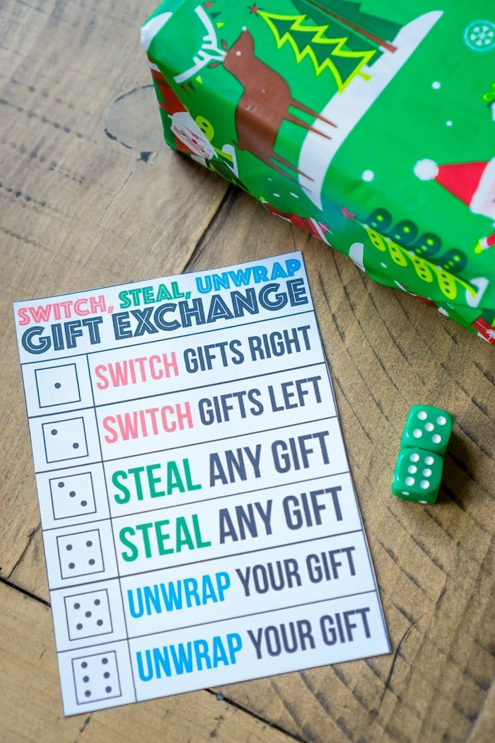 Switch, steal, unwrap gift exchange game