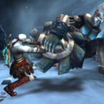 Kratos bathed in blood during battle in God of War Ghost of Sparta