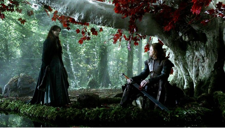 Catelyn Stark in the Godswood, contemplating matters of state and family