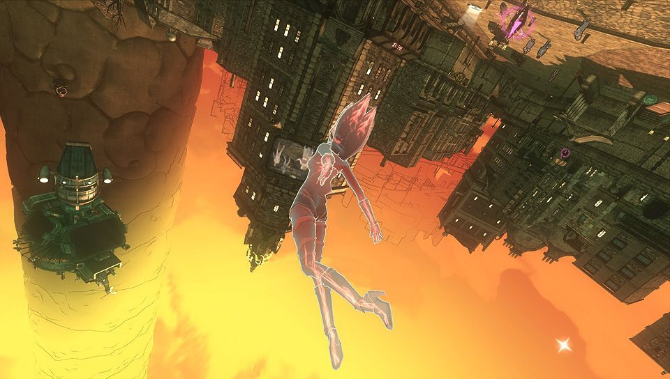 Kat using her gravity powers in Gravity Rush