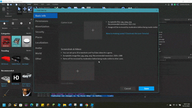 Adding Screenshots and Videos in Game Settings