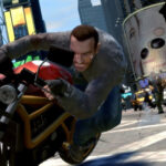 GTA 4 showing a man riding a motorbike