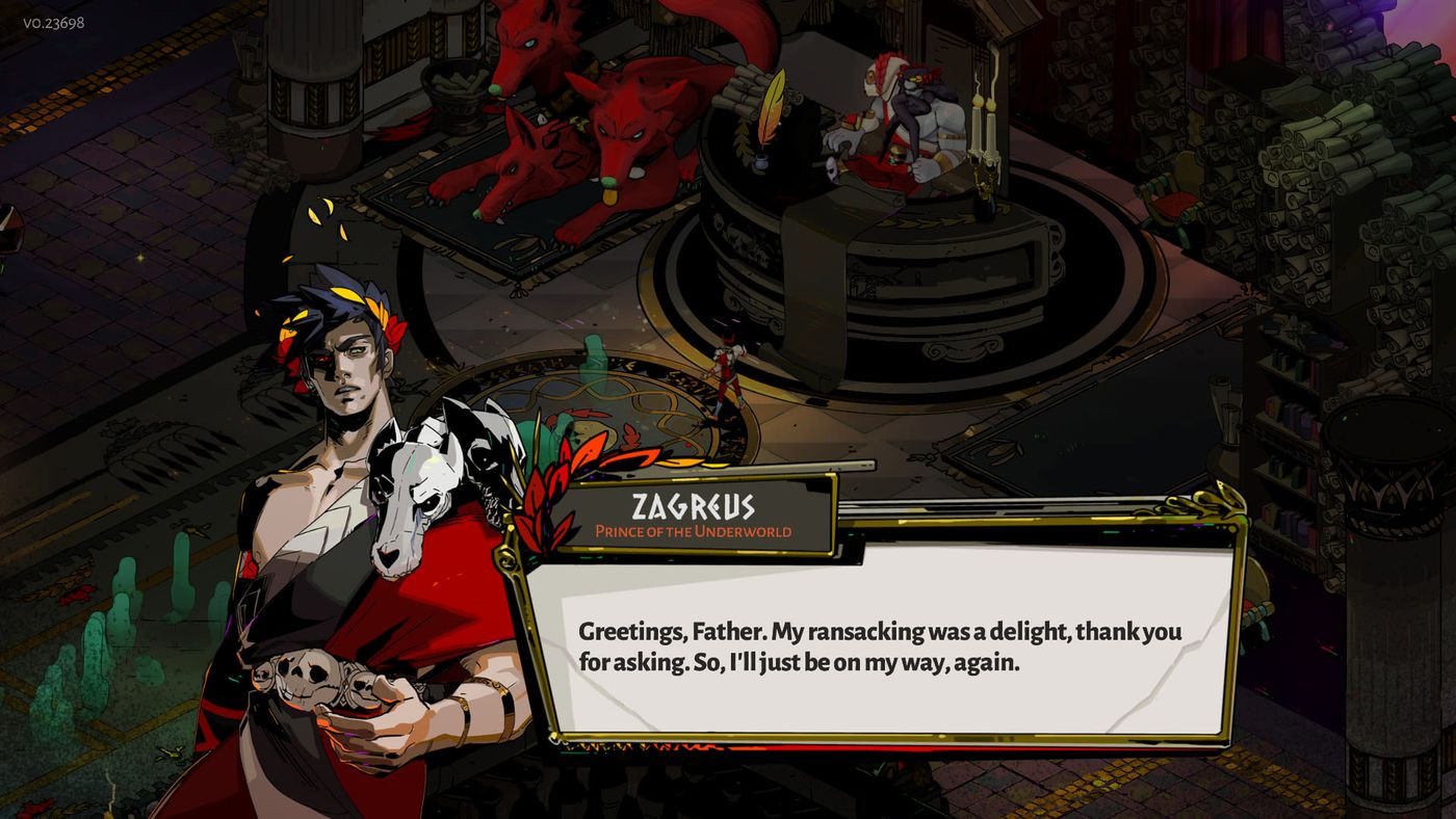 Zagreus speaking to Hades