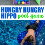 A close-up of the Hungry Hippo game in action, showing the hippos snapping at the marbles.