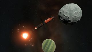 A Kerbal Space Program 2 rocket launch