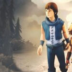 Two boys walking together next to gloomy forest in the game Brothers: A Tale of Two Sons.