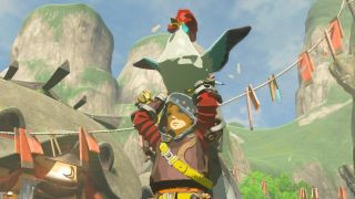 Link holding a chicken above his head in one of the best RPGs, Legend of Zelda: Breath of the Wild.