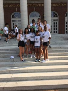 Vanderbilt visions group members before their first game, capturing the excitement of Anchor Dash and the beginning of their college experience
