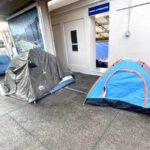 Tents at Duke University for the Duke-UNC game, indicating an early arrival to secure a spot.