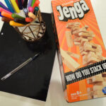 Jenga blocks stacked for a game