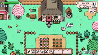 Establishing a homestead with crops and cows in Fields of Mistria.