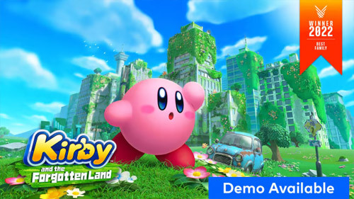 Kirby and the Forgotten Land gameplay featuring Kirby exploring a post-apocalyptic world
