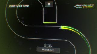Data Wing gameplay featuring a Tron-inspired racing environment and data-ferrying challenges