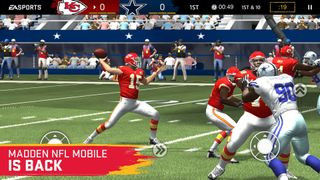 Madden Mobile gameplay featuring American football and team management
